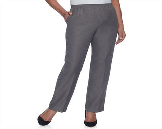 Alfred Dunner Women's Classics Pull on Straight Leg Pants Gray Size 10