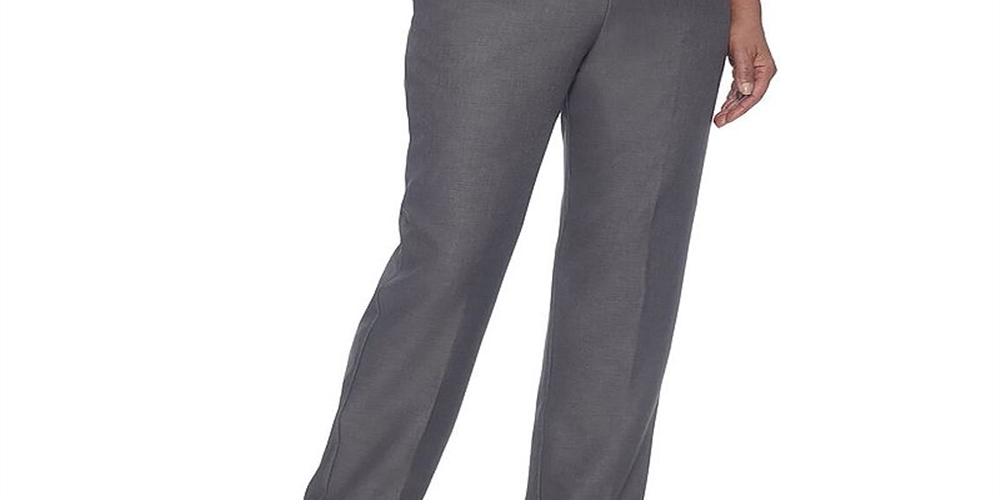 Calça reta feminina Alfred Dunner Classics, cinza, tamanho 10