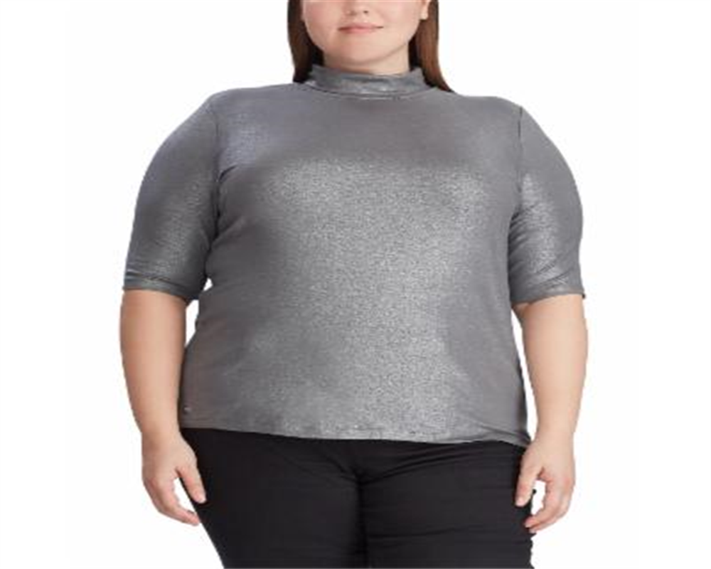 Blusa Ralph Lauren Plus Stretch Gola Alta Feminina Cinza Tamanho 1X