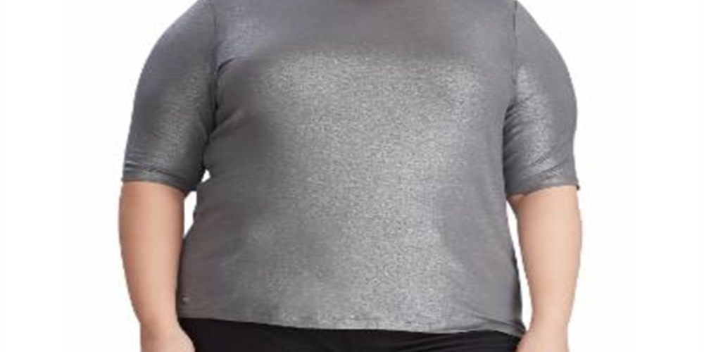 Blusa Ralph Lauren Plus Stretch Gola Alta Feminina Cinza Tamanho 1X