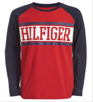 Camiseta Tommy Hilfiger Little Boy's Davis com logo colorido, vermelha, tamanho 5