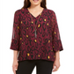 JM Collection Blusa com estampa de colar feminina roxa tamanho grande