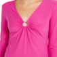 INC International Concepts Top feminino com decote em V e argola em U, rosa, tamanho médio