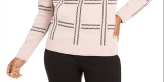 Suéter feminino com gola redonda estampada Charter Club, rosa, tamanho médio