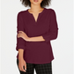 Charter Club Supima Cotton Top Feminino com Gola Dividida, Vermelho, Tamanho Médio