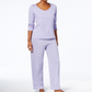 Conjunto de pijama feminino Charter Club com blusa gráfica e calça estampada, roxo, tamanho 2XL