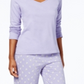 Conjunto de pijama feminino Charter Club com blusa gráfica e calça estampada, roxo, tamanho 2XL