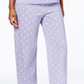 Conjunto de pijama feminino Charter Club com blusa gráfica e calça estampada, roxo, tamanho 2XL