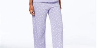 Conjunto de pijama feminino Charter Club com blusa gráfica e calça estampada, roxo, tamanho 2XL