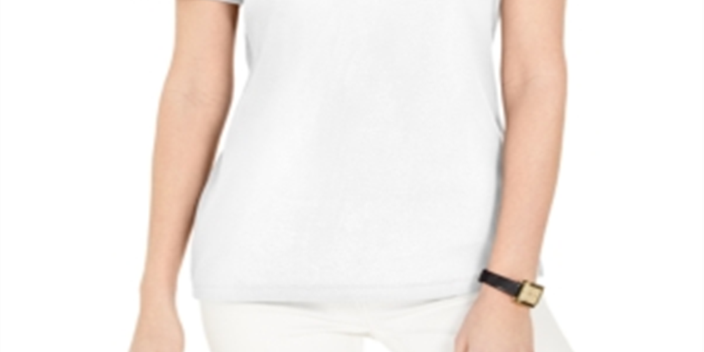 Karen Scott Blusa Feminina Gola V Ombro a Ombro Branco Tamanho Grande