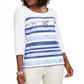 Karen Scott Blusa Listrada Feminina com Lantejoulas Branca Tamanho Pequeno P