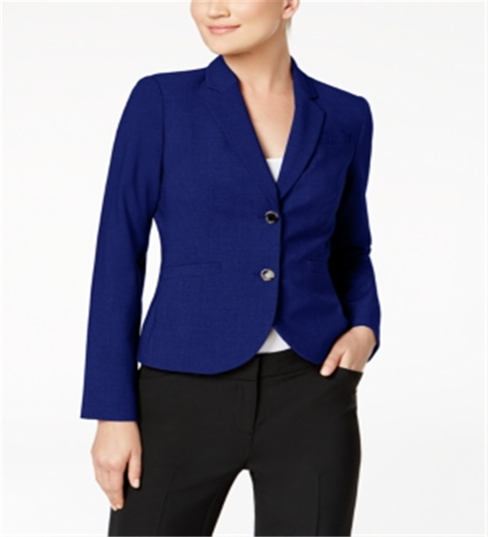Calvin Klein Blazer Feminino Ajustado Mangas Compridas Dois Botões Azul Marinho Tamanho 4P