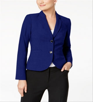 Calvin Klein Blazer Feminino Ajustado Mangas Compridas Dois Botões Azul Marinho Tamanho 4P