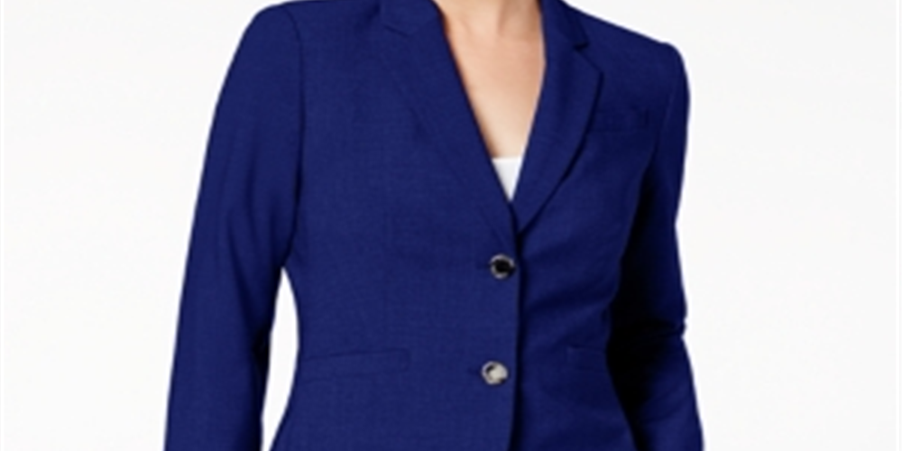 Calvin Klein Blazer Feminino Ajustado Mangas Compridas Dois Botões Azul Marinho Tamanho 4P
