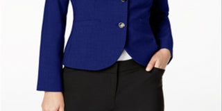 Calvin Klein Blazer Feminino Ajustado Mangas Compridas Dois Botões Azul Marinho Tamanho 4P
