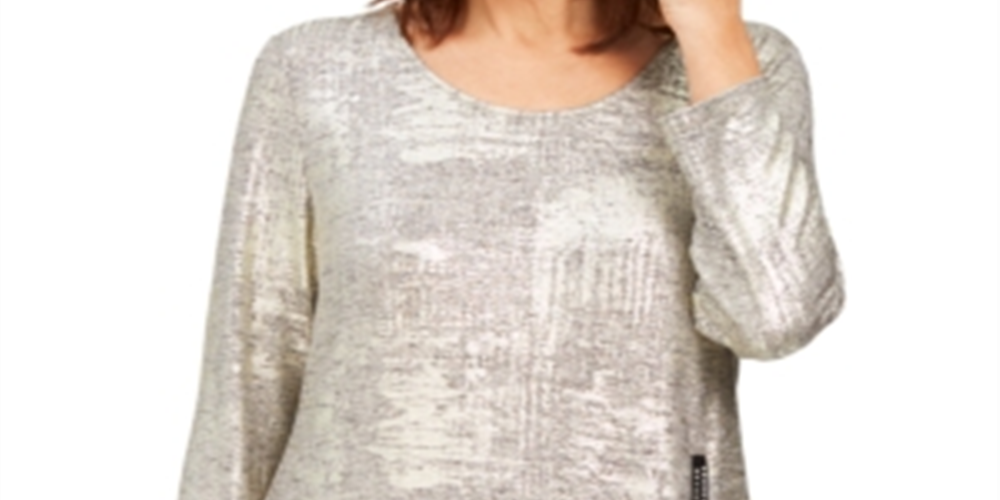 JM Collection Top metálico feminino amarelo tamanho grande