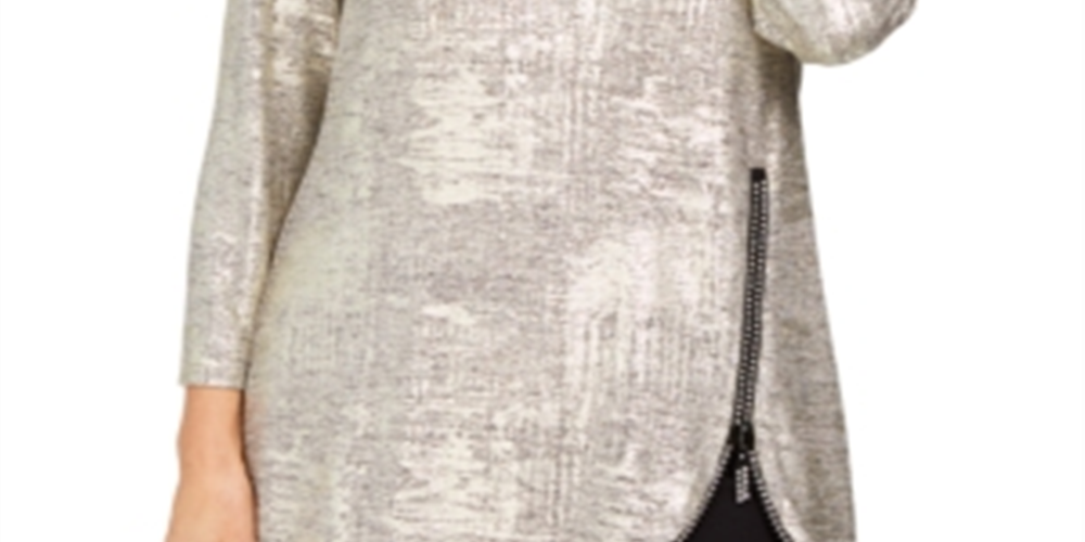 JM Collection Top metálico feminino amarelo tamanho grande