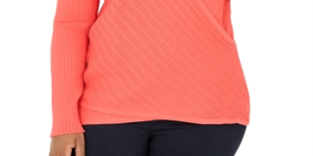 Suéter feminino com sobrepeliz INC International Concepts laranja tamanho 2X