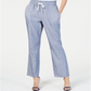 Calça listrada feminina NY Collection, azul, tamanho pequeno, médio