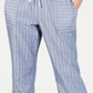 Calça listrada feminina NY Collection, azul, tamanho pequeno, médio