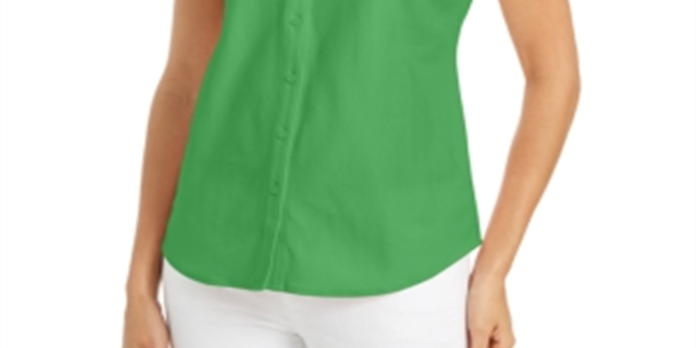 Camisa feminina sem mangas Charter Club Cotton Piquet, verde, tamanho 6
