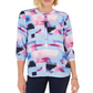 Blusa feminina estampada com pregas nas costas, tamanho pequeno, roxa, da coleção JM