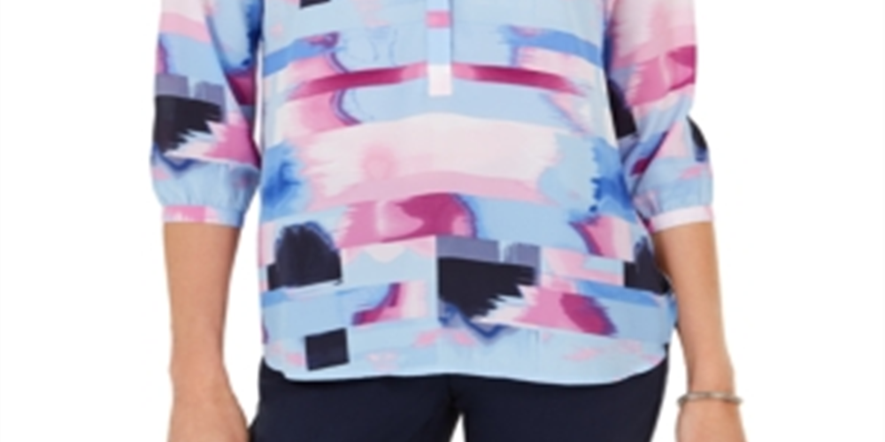 Blusa feminina estampada com pregas nas costas, tamanho pequeno, roxa, da coleção JM