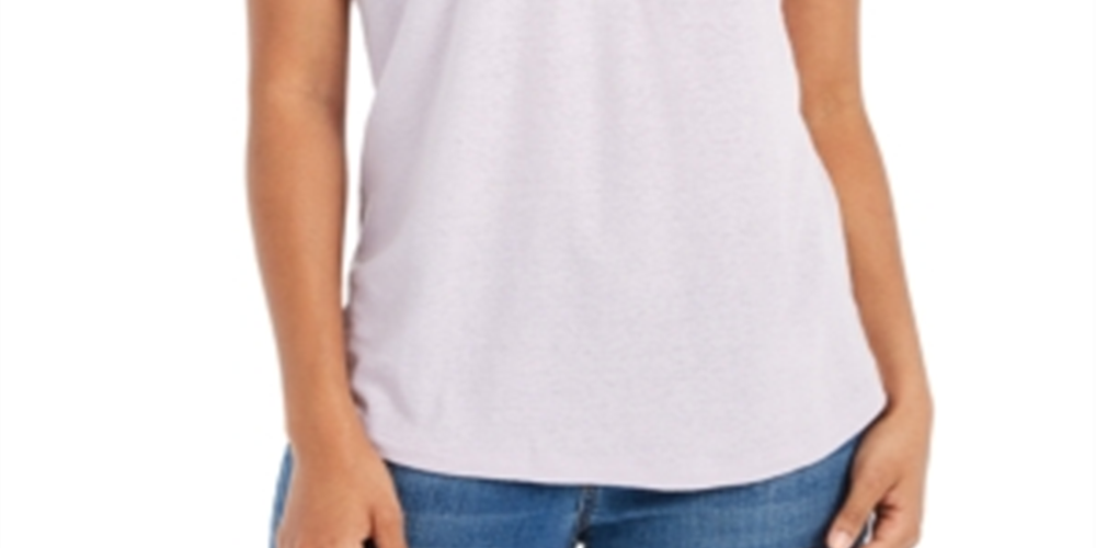 Blusa Henley de Linho e Manga Dolman Feminina Style &amp; Co Roxa Tamanho Médio