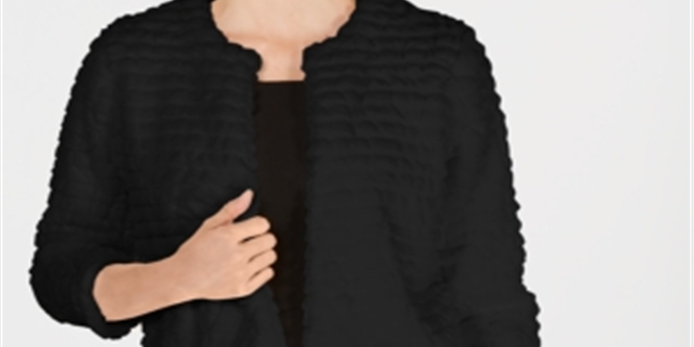 Calvin Klein Feminino Pele Sintética Sem Mangas Cardigan Aberto Top Cocktail Preto Tamanho Pequeno