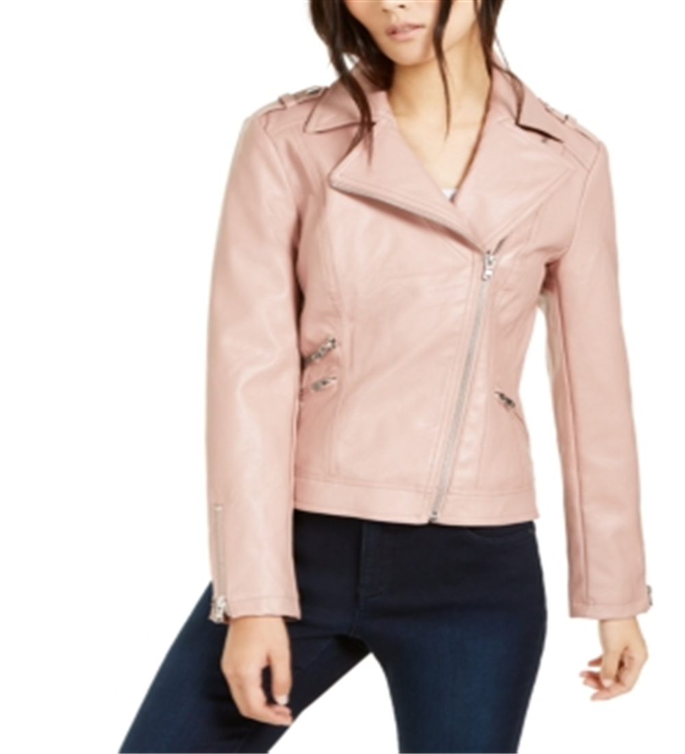 INC International Concepts Casaco de motociclista feminino rosa tamanho X-S