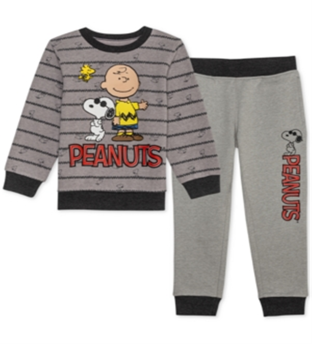 Conjunto de moletom e calça jogger Peanuts Little Boy, 2 peças, cinza, tamanho 7