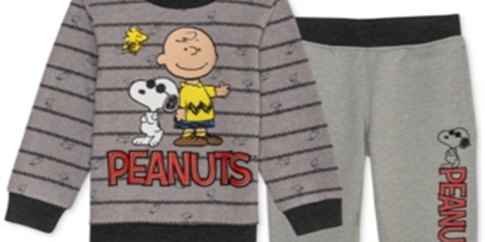 Conjunto de moletom e calça jogger Peanuts Little Boy, 2 peças, cinza, tamanho 7
