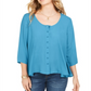 Blusa feminina estilo swing azul tamanho médio
