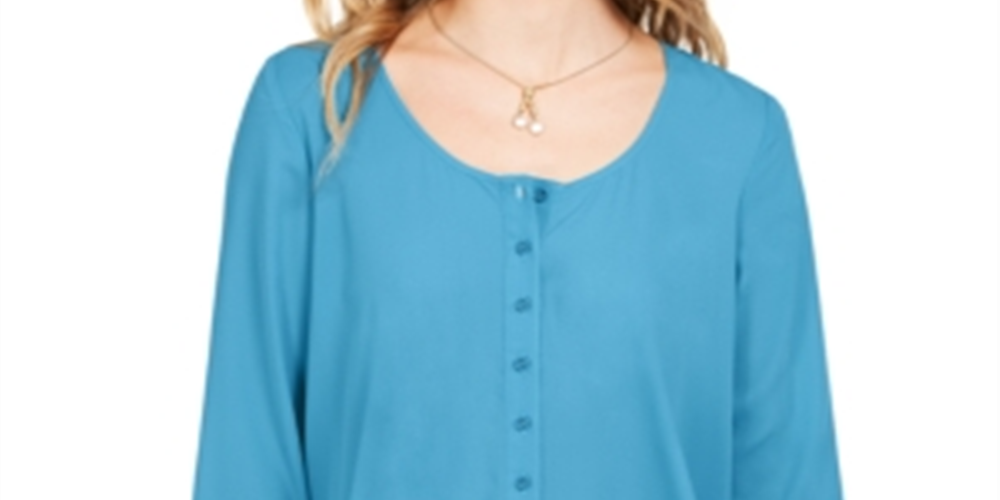 Blusa feminina estilo swing azul tamanho médio