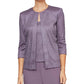 Conjunto de duas peças texturizado feminino Alex Evenings, roxo, tamanho pequeno