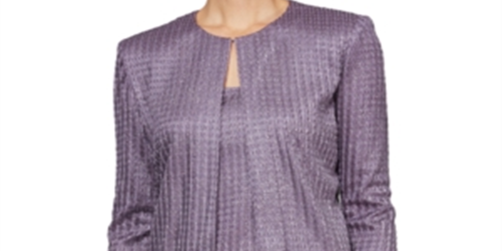 Conjunto de duas peças texturizado feminino Alex Evenings, roxo, tamanho pequeno