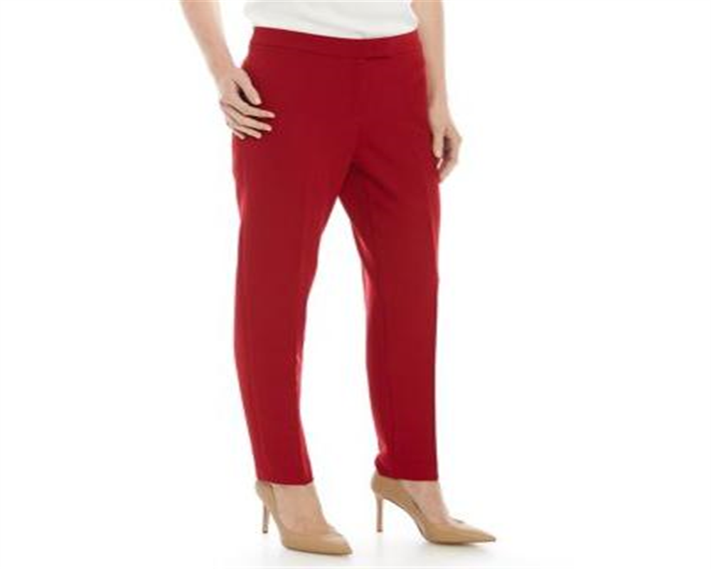 Calça feminina Anne Klein com zíper para usar no trabalho, vermelha, tamanho 16