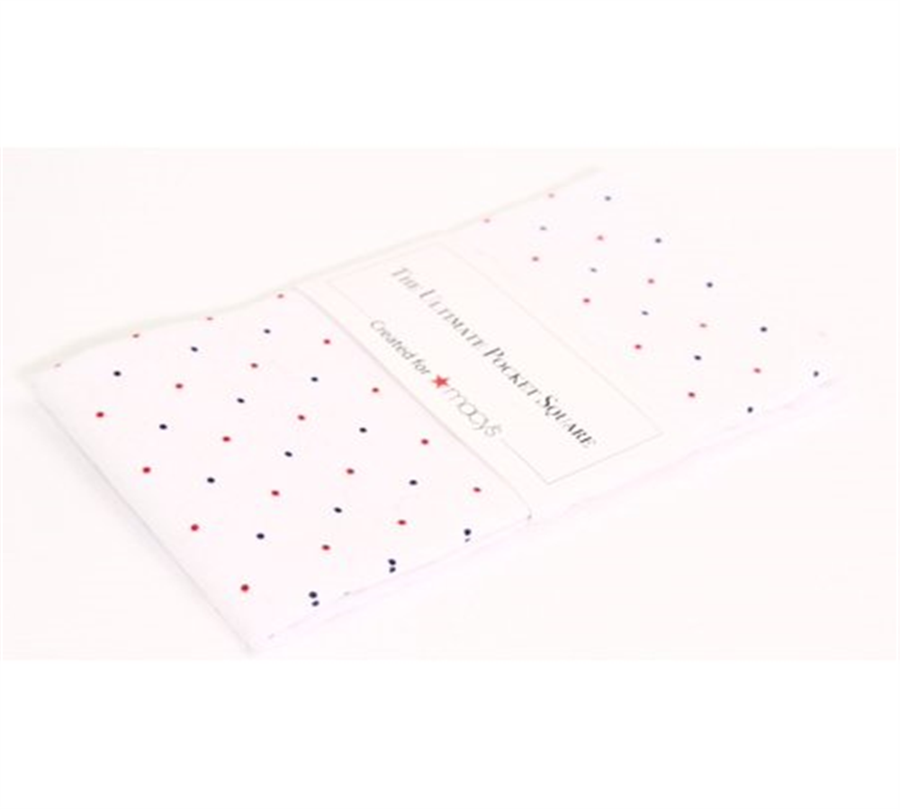 Lenço de bolso masculino One Wellington de bolinhas, tamanho regular, branco