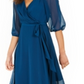 Vestido envelope feminino NY Collection em chiffon amassado e sintético, azul, tamanho pequeno GG
