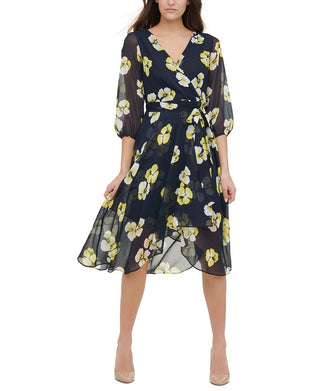 Vestido MIDI Floral Petúnia Tommy Hilfiger Feminino Azul Tamanho 18