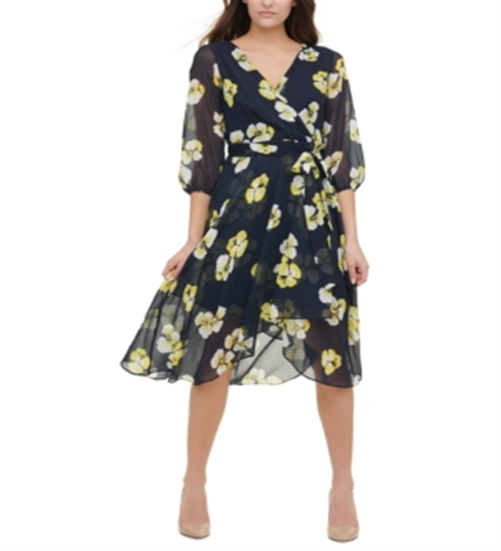 Vestido MIDI Floral Petúnia Tommy Hilfiger Feminino Azul Tamanho 18