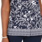 Camisa feminina Karen Scott com estampa floral e botões, azul, tamanho pequeno