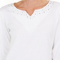 Karen Scott Top Feminino de Algodão com Tachas e Gola Dividida, Branco, Tamanho XS