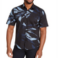 Camisa Alfani Masculina Estampada de Folhas Preta Tamanho P