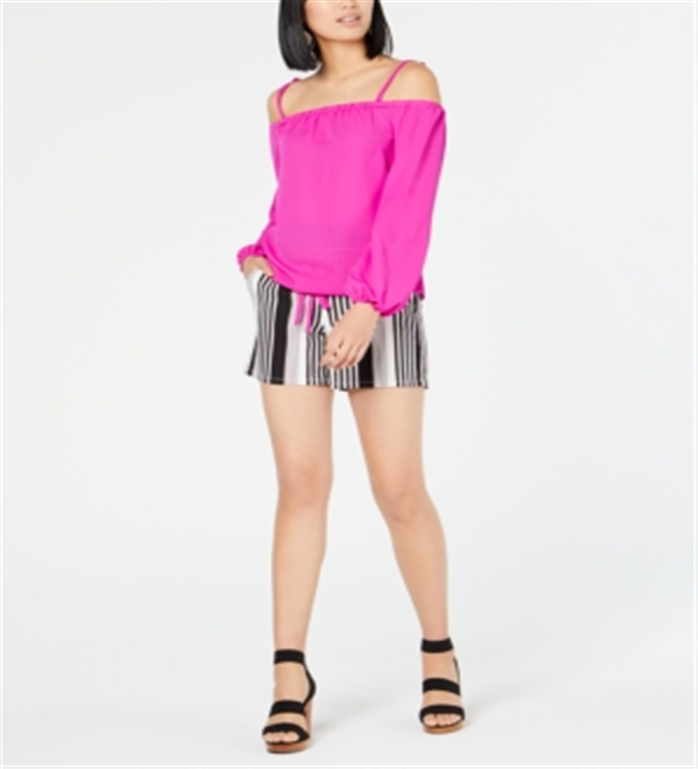 INC International Concepts Shorts feminino listrado com amarração frontal e bolsos de papel, tamanho PXL