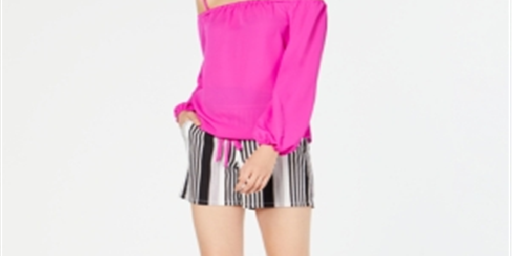 INC International Concepts Shorts feminino listrado com amarração frontal e bolsos de papel, tamanho PXL