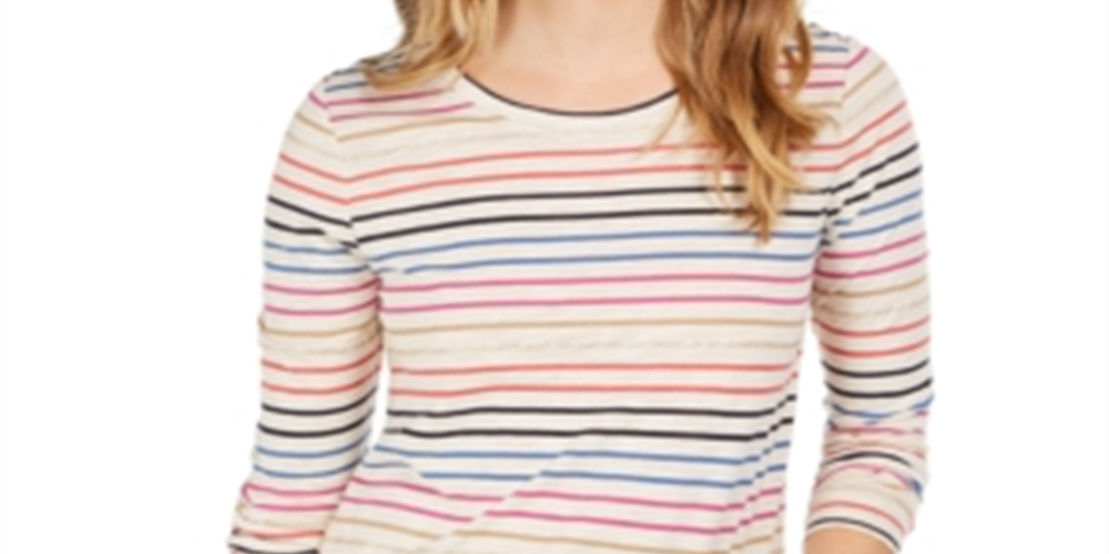 Blusa listrada feminina Style &amp; Co - marrom, tamanho 2XL