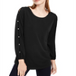 Blusa feminina NY Collection com mangas divididas, preta, tamanho pequeno grande