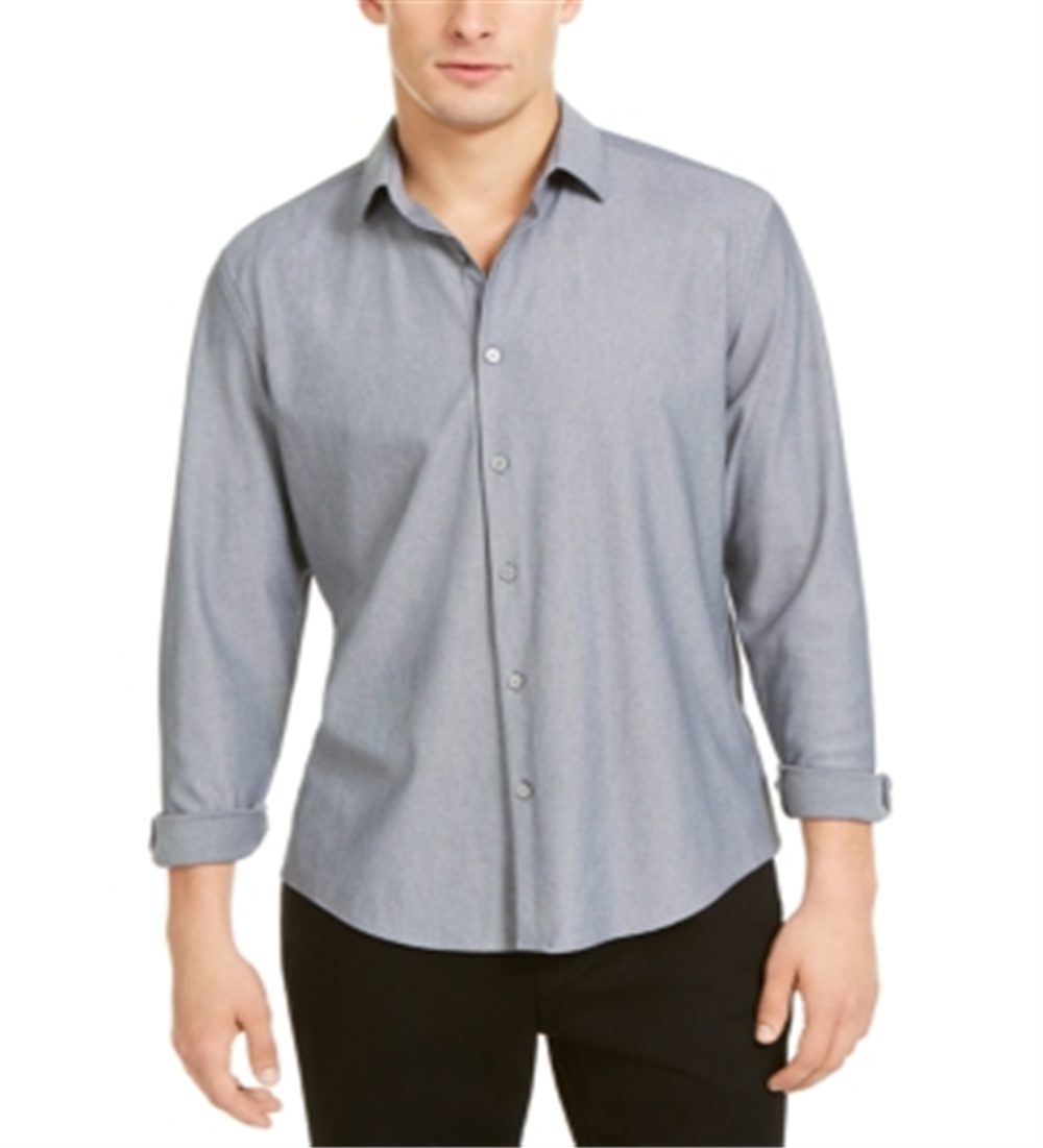Camisa de malha masculina Alfani manga comprida cinza tamanho pequeno