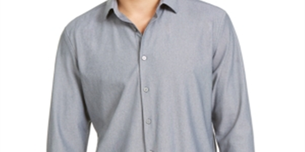 Camisa de malha masculina Alfani manga comprida cinza tamanho pequeno
